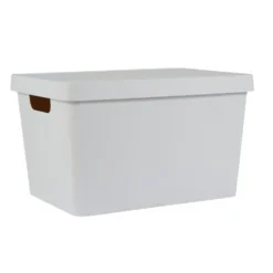 Boîte de rangement avec couvercle beige 17 L