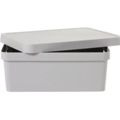 Boîte de rangement avec couvercle grise 11 L