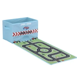 Boîte de rangement avec tapis de jeux circuit ou safari - 2 modèles