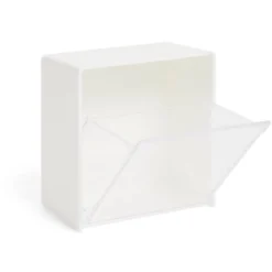 Boîte de rangement blanche avec ouverture frontale transparente 8,5x8,5cm