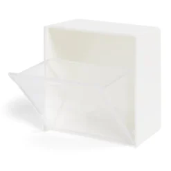 Boîte de rangement blanche avec ouverture frontale transparente 8,5x8,5cm