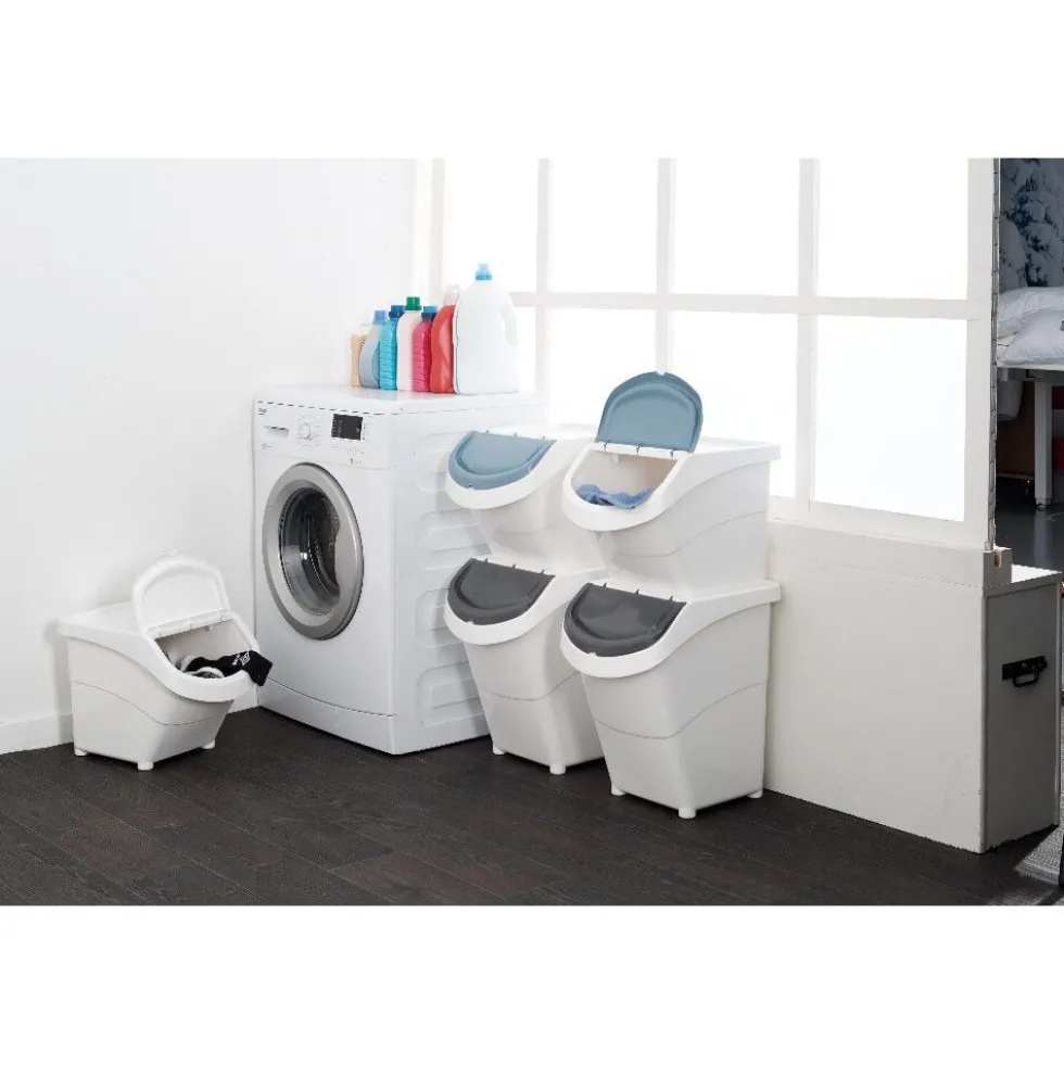 Boîte de rangement blanche avec couvercle 40L