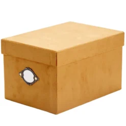 Boîte de rangement carrée velours marron 18x15xH25cm - Taille S