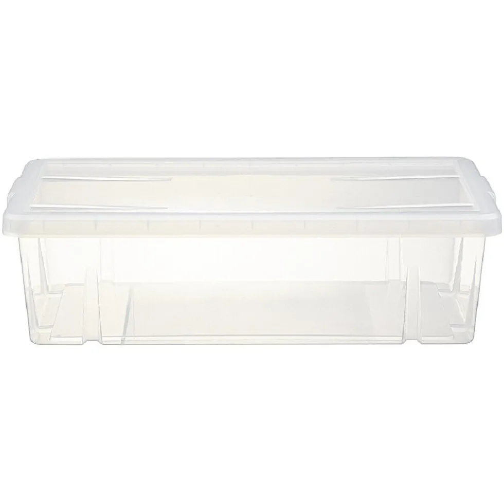 Boîte de rangement dessous de lit blanc transparent avec couvercle 28L