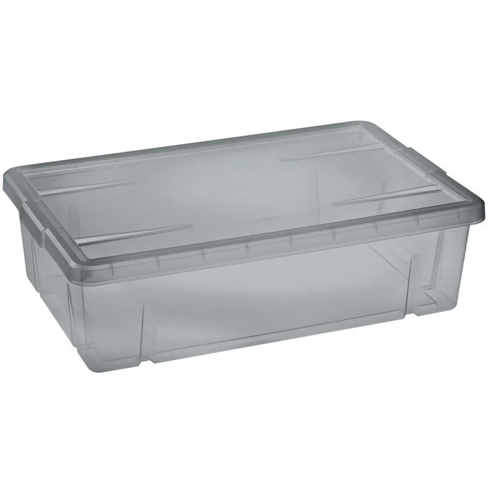 Boîte de rangement dessous de lit noir transparent 28L