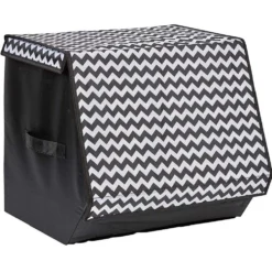 Boîte de rangement à ouverture frontale motif chevron H35 cm