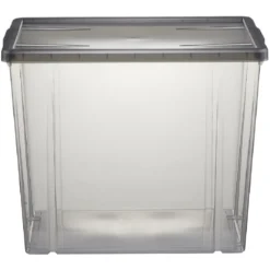 Boîte de rangement ransparente avec couvercle gris 82L