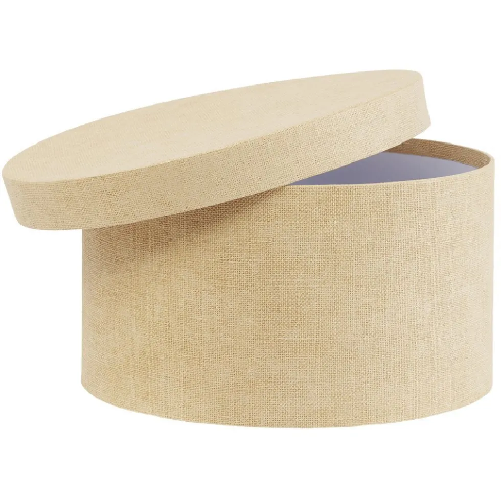 Boîte de rangement ronde beige Ø22xH12cm