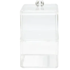 Boîte de rangement salle de bain 2 compartiments 9,3x9,3xH15,5cm