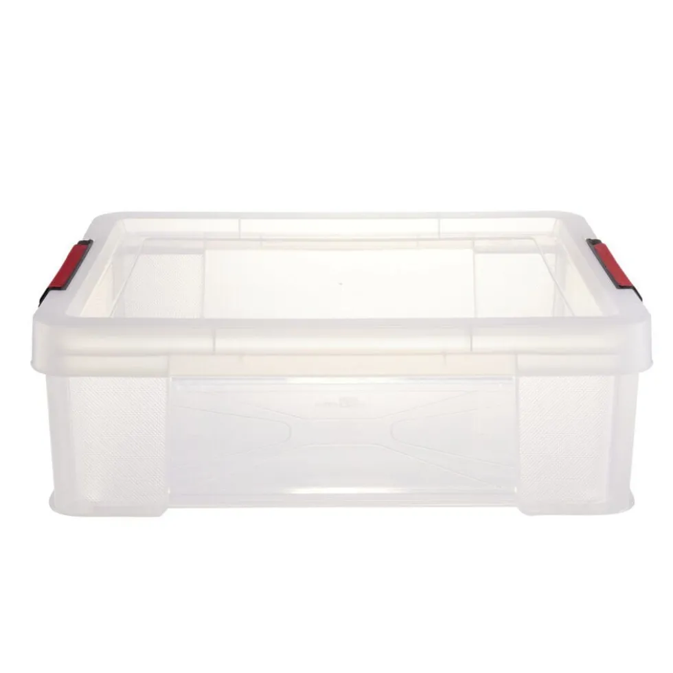 Boîte de rangement transparent avec fermeture à clips 9L