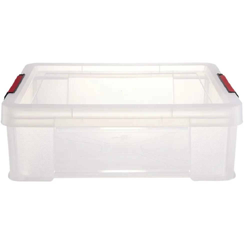 Boîte de rangement transparent avec fermeture à clips 9L