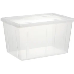 Boîte de rangement transparente avec couvercle 54L