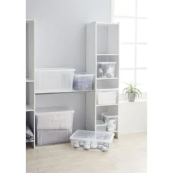 Boîte de rangement transparente avec couvercle 82L