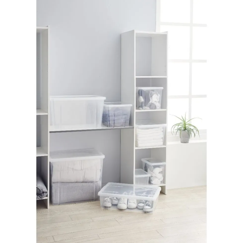 Boîte de rangement transparente avec couvercle 82L