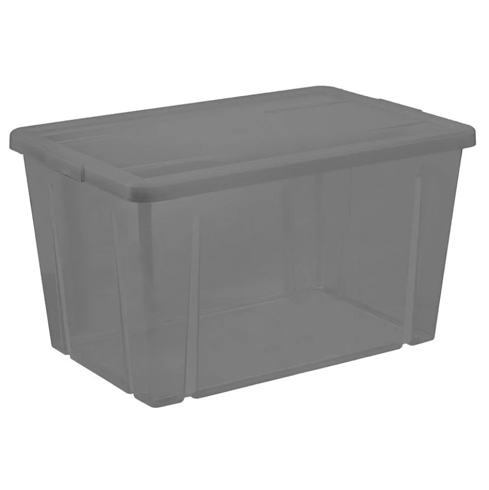 Boîte de rangement transparente gris fumé 54L