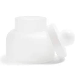 Boîte en verre transparent + couvercle blanc Ø12xH16cm