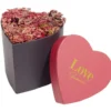 Boîte forme coeur intérieur fleurs séchées 15x15xH14cm