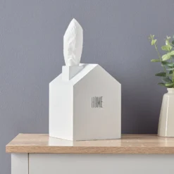 Boîte à mouchoirs maison blanche en bois
