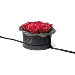 Boîte ronde déco roses artificielles ø16xH10.5 cm