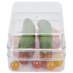 Boîte transparente à 2 niveaux pour frigo 2,5L - L.21,5x14,5xH10,5cm