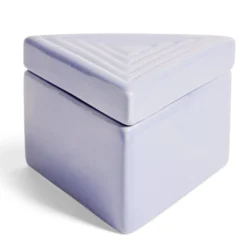 Boîte triangle céramique bleu 12x10,5xH8cm