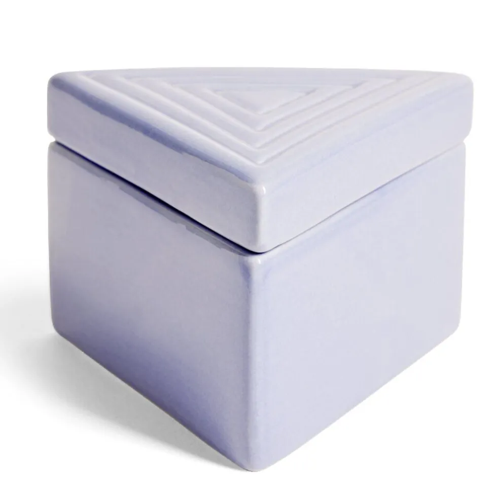 Boîte triangle céramique bleu 12x10,5xH8cm