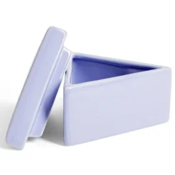Boîte triangle céramique bleu 12x10,5xH8cm