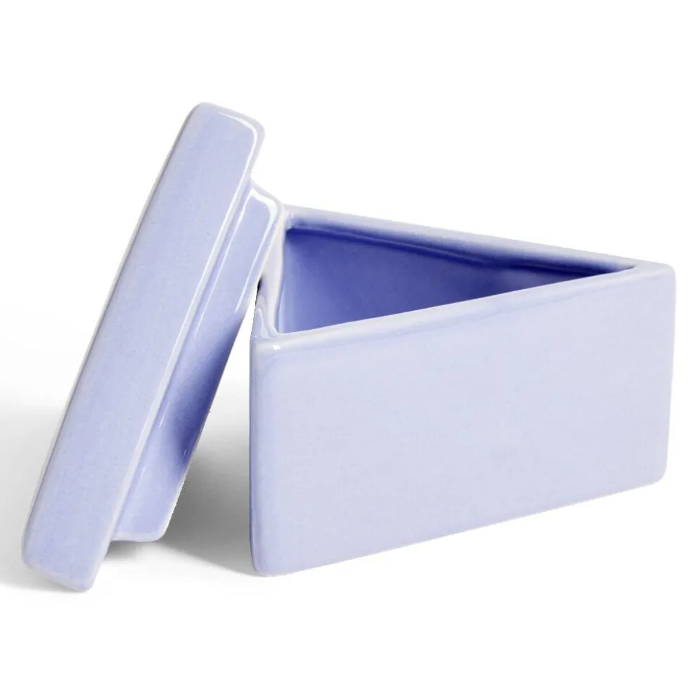 Boîte triangle céramique bleu 12x10,5xH8cm