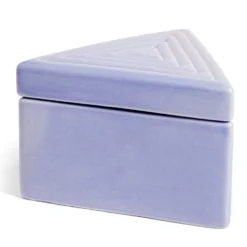 Boîte triangle céramique bleu 12x10,5xH8cm