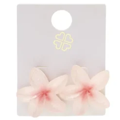 Boucles d'oreilles acrylique fleur de tiaré rose Ø2,5cm