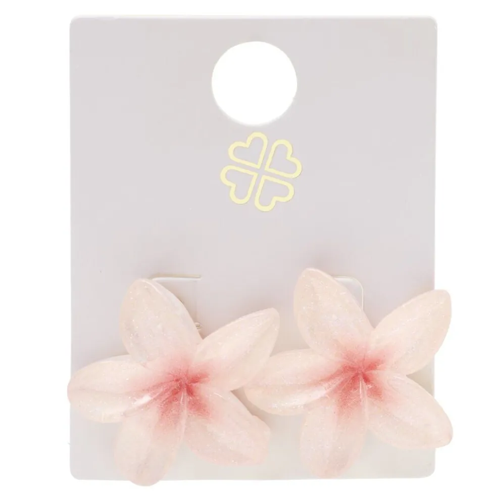 Boucles d'oreilles acrylique fleur de tiaré rose Ø2,5cm