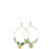 Boucles d'oreilles anneau avec pierres vertes et pendentif