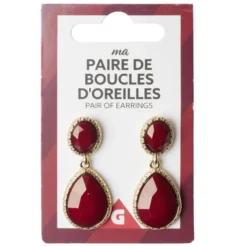 Boucles d'oreilles femme pendantes zinc et acrylique colorées L8cm (3 modèles)