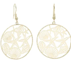 Boucles d'oreilles filigrane marin laiton doré L2cm