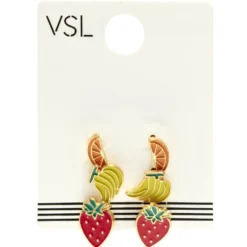 Boucles d'oreilles forme fruit 3 paires banane/orange/fraise