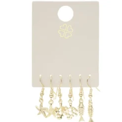 Boucles d'oreilles 3 paires marin zinc doré L3,5cm