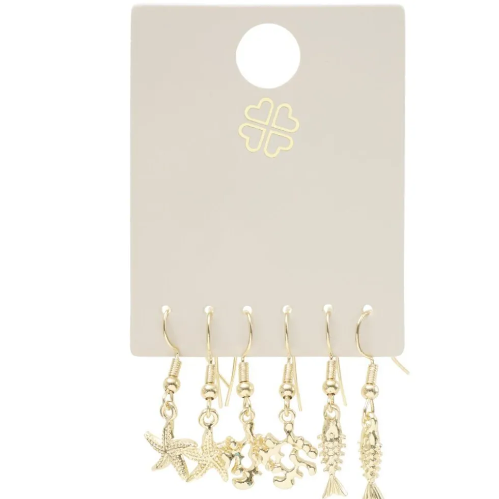 Boucles d'oreilles 3 paires marin zinc doré L3,5cm