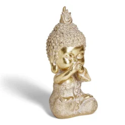 Bouddha de la sagesse Je ne dis rien résine doré H19cm