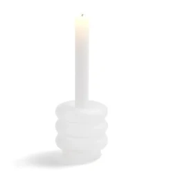 Bougeoir anneau blanc Ø9xH8,5cm