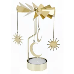 Bougeoir carrousel doré Ø8xH17cm