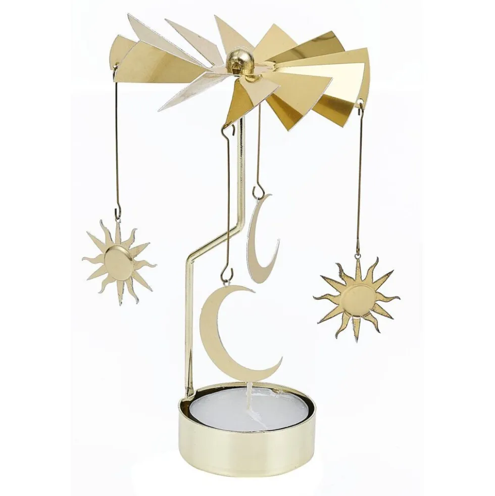 Bougeoir carrousel doré Ø8xH17cm