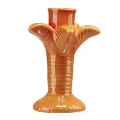 Bougeoir céramique forme palmier orange Ø10xH12,5cm