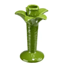 Bougeoir céramique forme palmier vert Ø10xH16cm