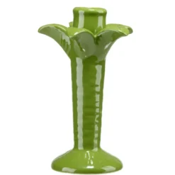 Bougeoir céramique forme palmier vert Ø10xH16cm