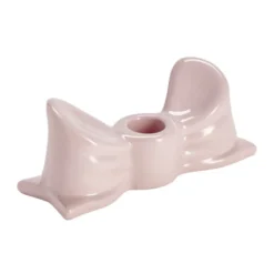 Bougeoir dolomite forme noeud coloré L14,5xH6cm (2 modèles rouge ou rose)
