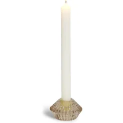 Bougeoir forme coquillage en verre rose