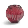 Bougeoir rond verre rose foncé Ø7,5xH7,5cm