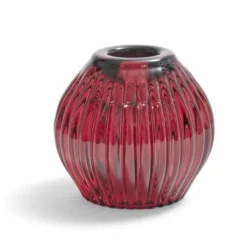 Bougeoir rond verre rose foncé Ø7,5xH7,5cm