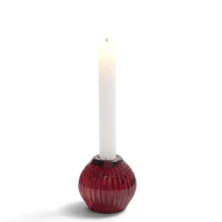 Bougeoir rond verre rose foncé Ø7,5xH7,5cm