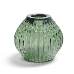 Bougeoir rond verre vert Ø7,5xH7,5cm